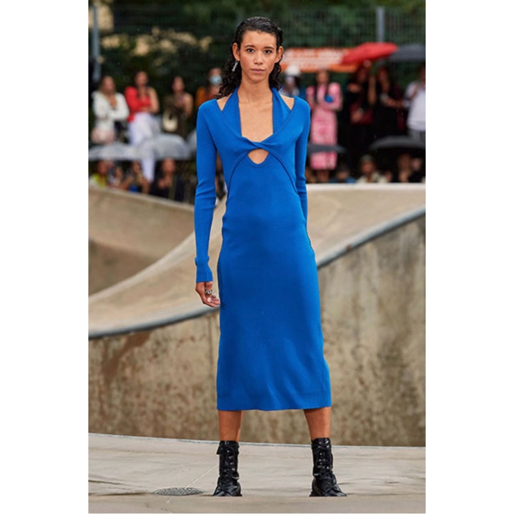 MONSE Royal Blue Long Sleeve Midi Dress with Open Back - Picture 13 of 15